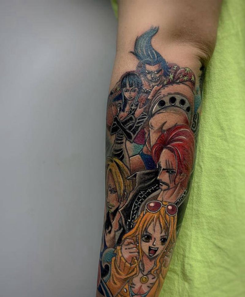 海贼草帽团纹身图片_手臂New School欧美写实海贼王海贼草帽团海贼纹身纹身图案