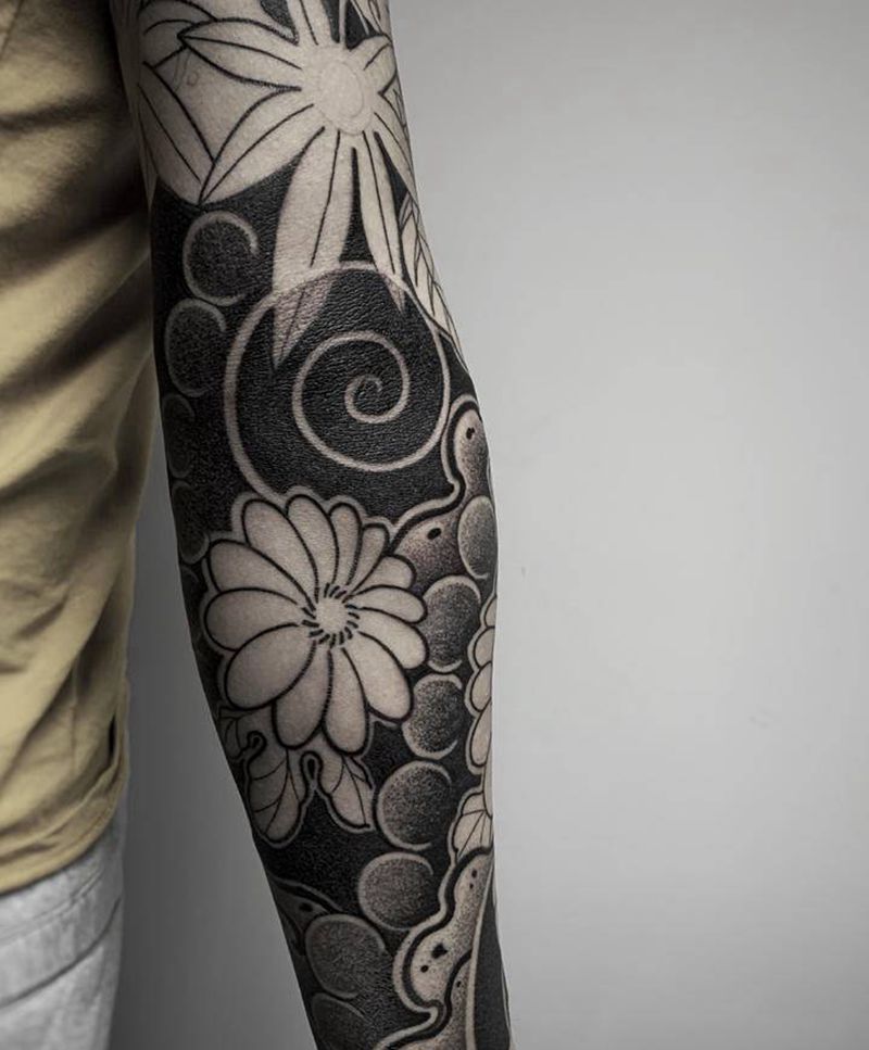 老传统纹身图片_手臂老传统图腾花臂日式传统纹身图案