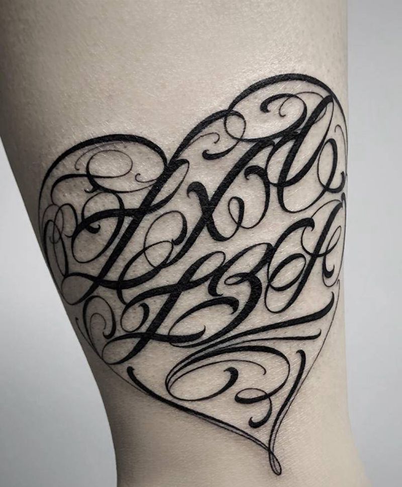 花体英文纹身图片_脚部腿部图腾花体字花体字名字纹身家人名字纹身图案