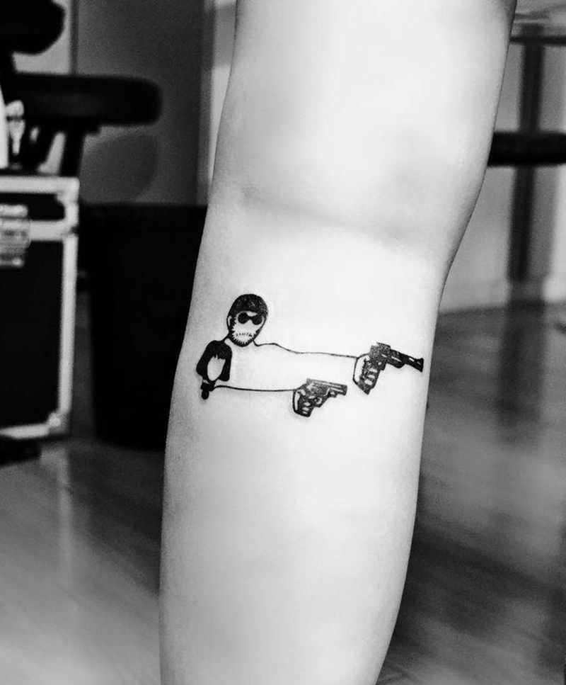 这个杀手不太冷纹身图片_腿部图腾纹身图案