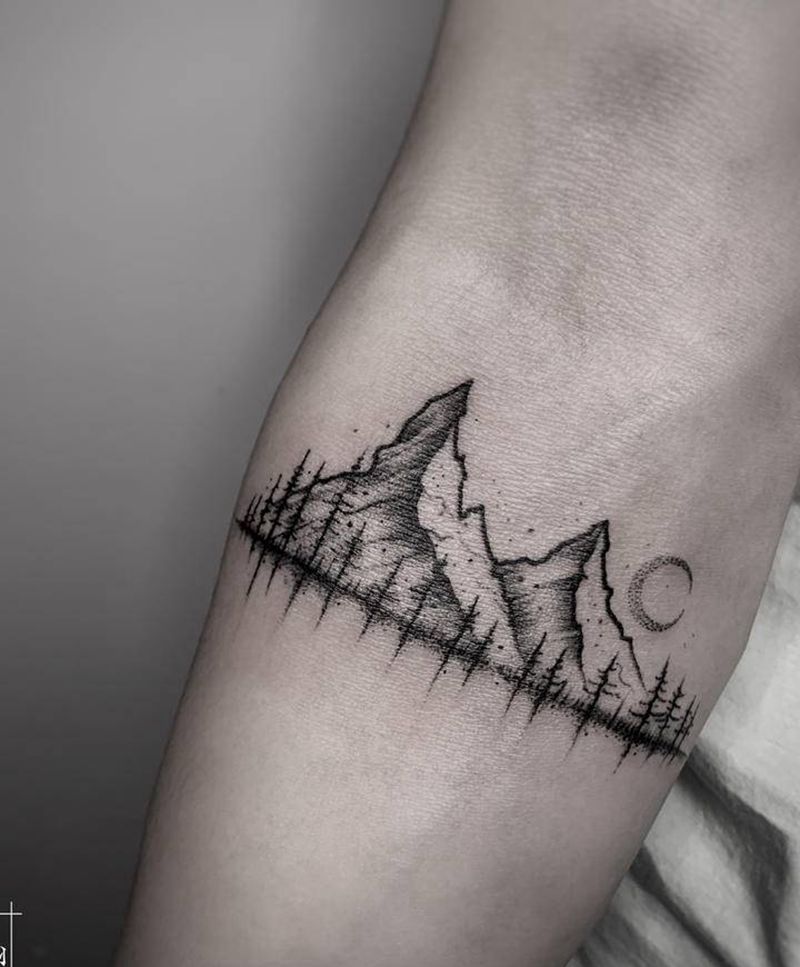 山海CP纹身图片_手臂手部点刺图腾山海浪清新纹身图案