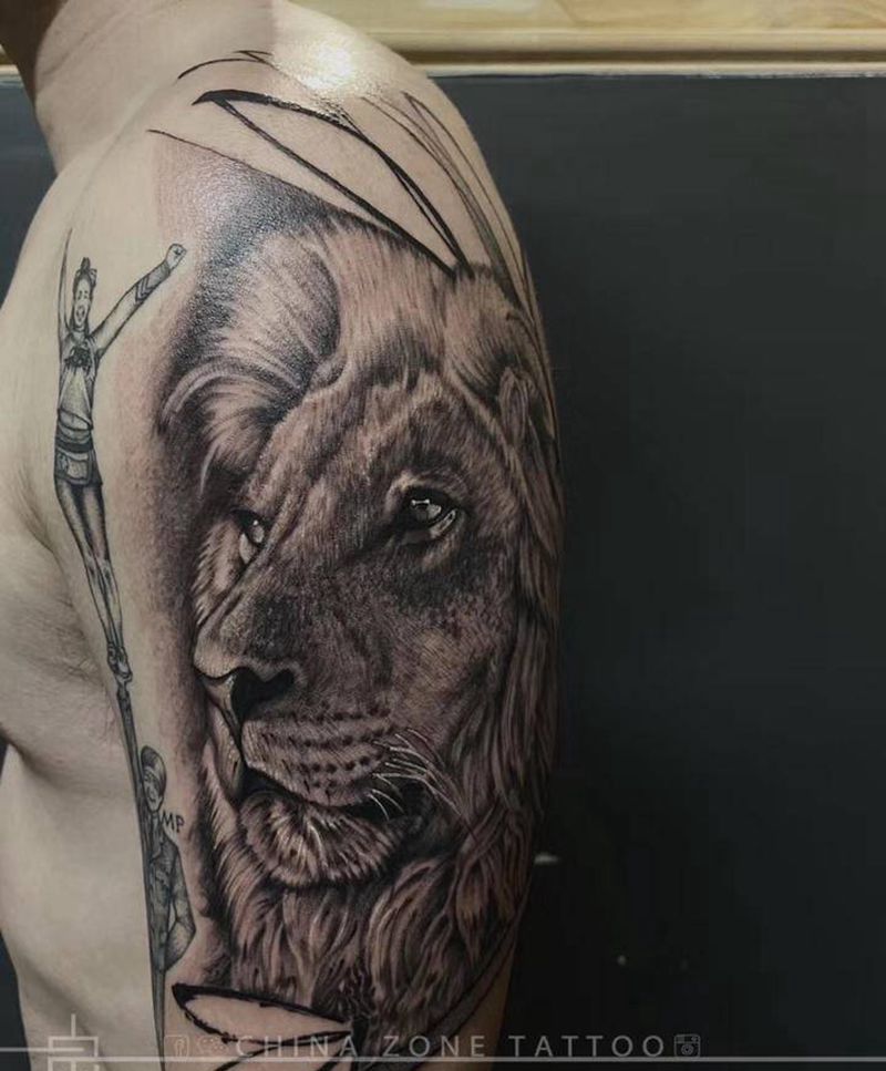 Jay作品 写实狮子纹身图片_手臂纹身图案