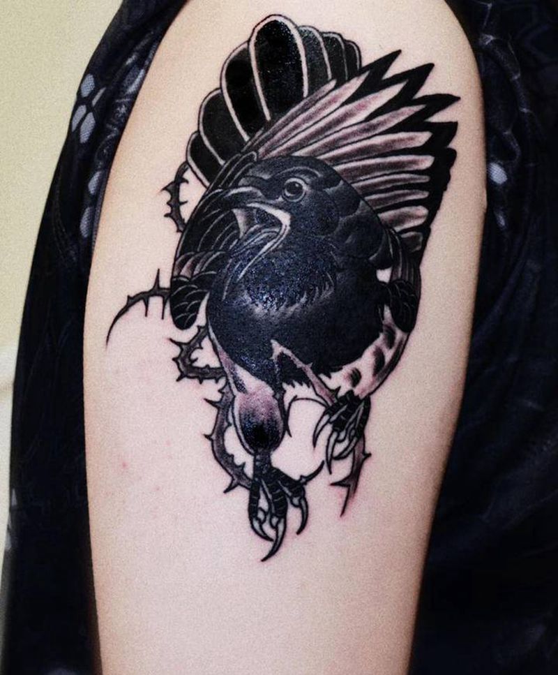 喜鹊纹身图片_手臂手部Old School纹身图案