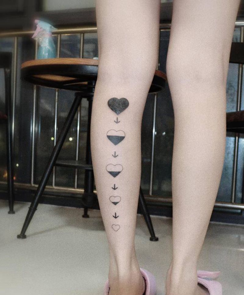 心纹身图片_腿部图腾纹身图案