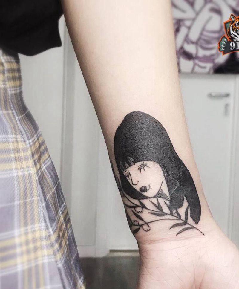 暗黑女孩纹身图片_手臂图腾暗黑女孩纹身图案