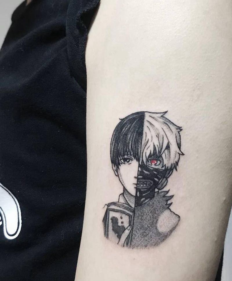 东京食尸鬼纹身图片_手臂点刺纹身图案