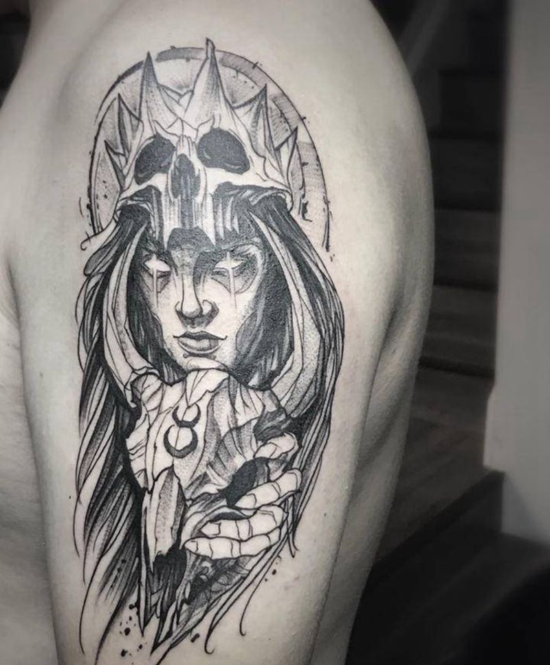 暗黑纹身图片_手臂点刺欧美写实纹身图案