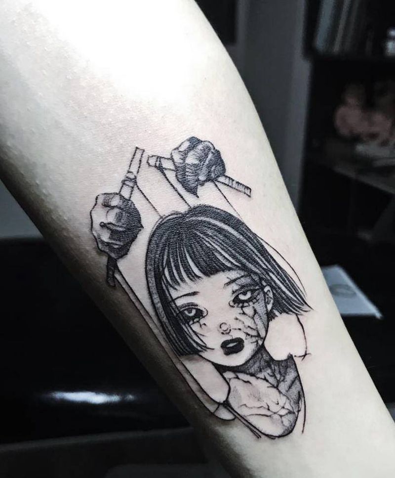 情侣纹身纹身图片_手臂点刺几何纹身图案