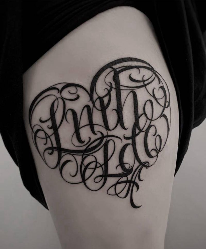 花体字纹身图片_腿部花体字图腾花体字英文爱的纹身图案