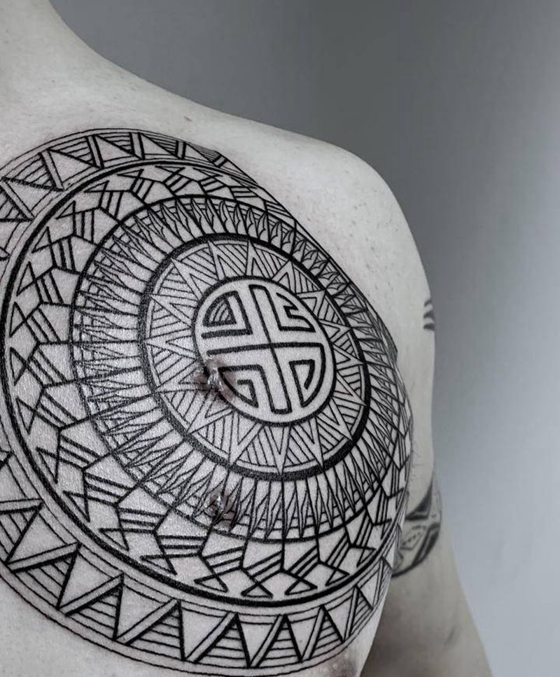 毛利图腾纹身图片_胸部图腾几何玛雅图腾毛利图腾印第安图腾纹身图案