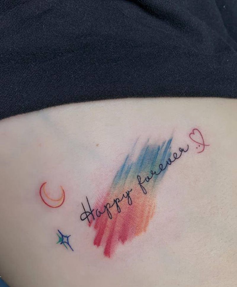 胸下小清新纹身图片_胸部腹部水彩水墨水彩水墨小清新纹身图案