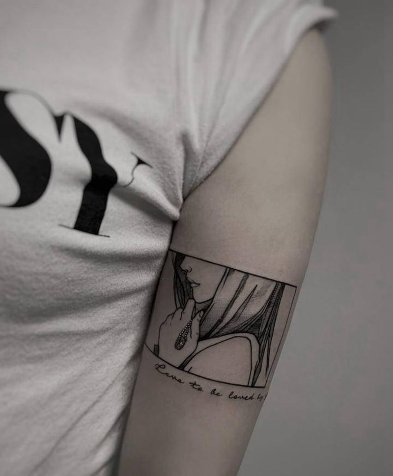 那一秒的心动纹身图片_手臂几何图腾美女少女小清新纹身图案