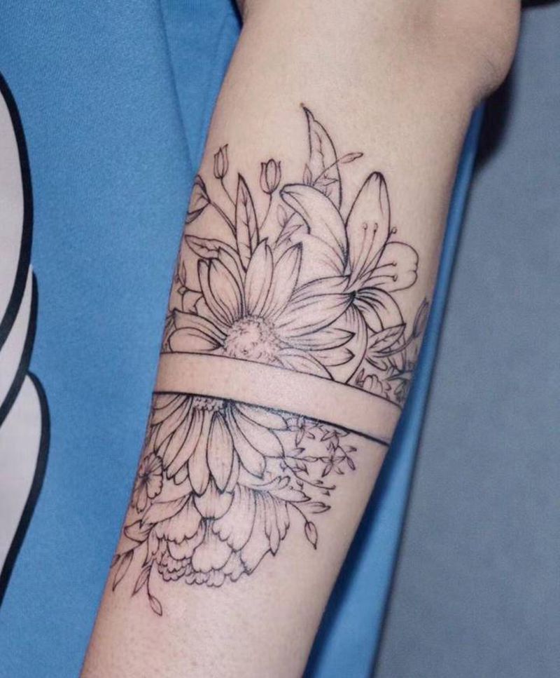 臂环纹身图片_手臂点刺纹身图案