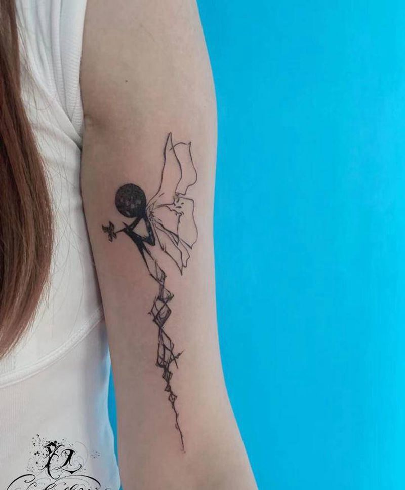 意识线条纹身图片_手臂水墨几何纹身图案