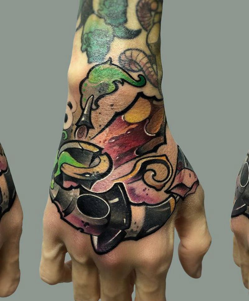 纹身师套装纹身图片_手部手臂Old SchoolNew School纹身师色料图纹身图案