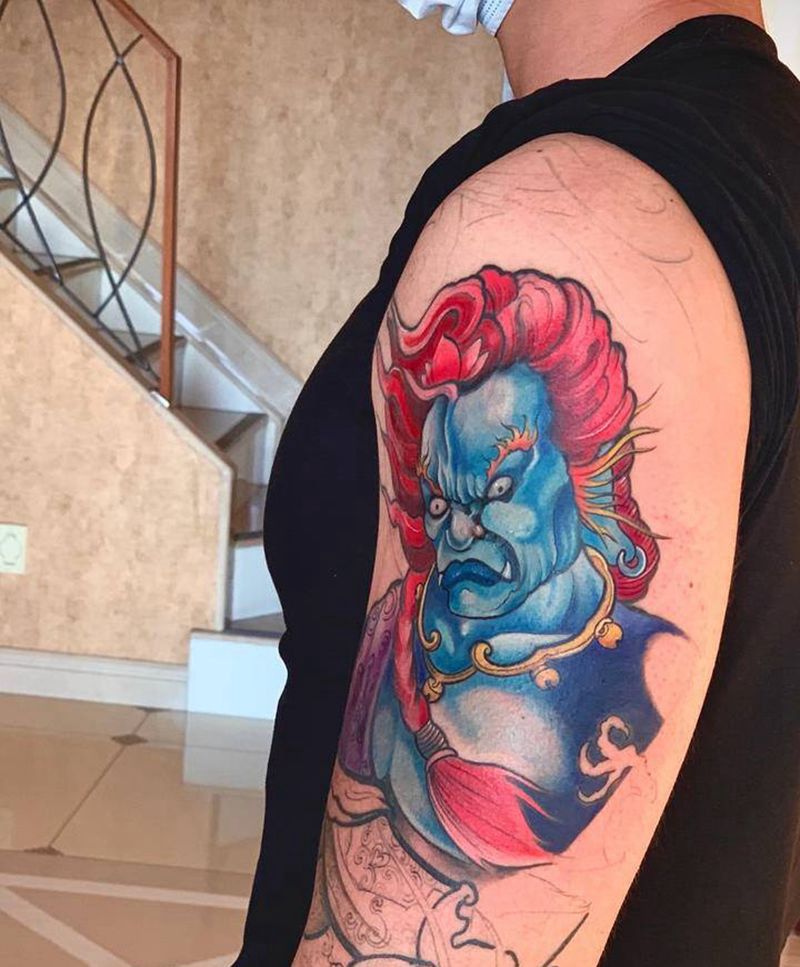 明王未完成纹身图片_新传统纹身图案