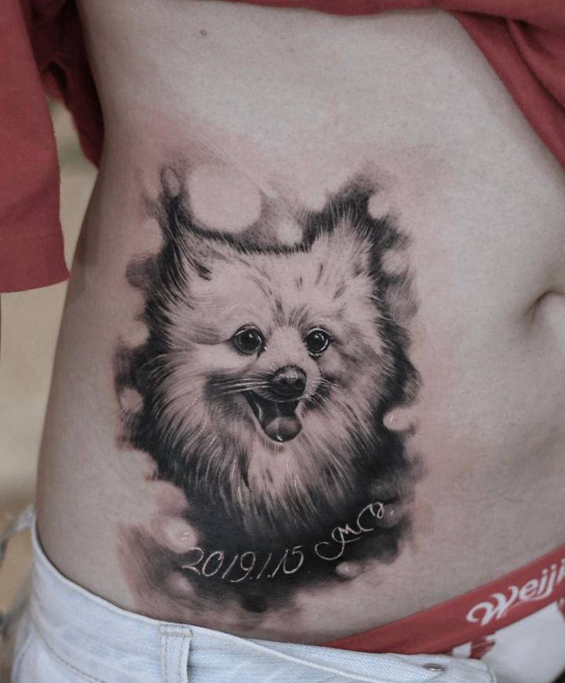 狗狗照片纹身图片_欧美写实狗狗照片肖像狗狗纹身图案