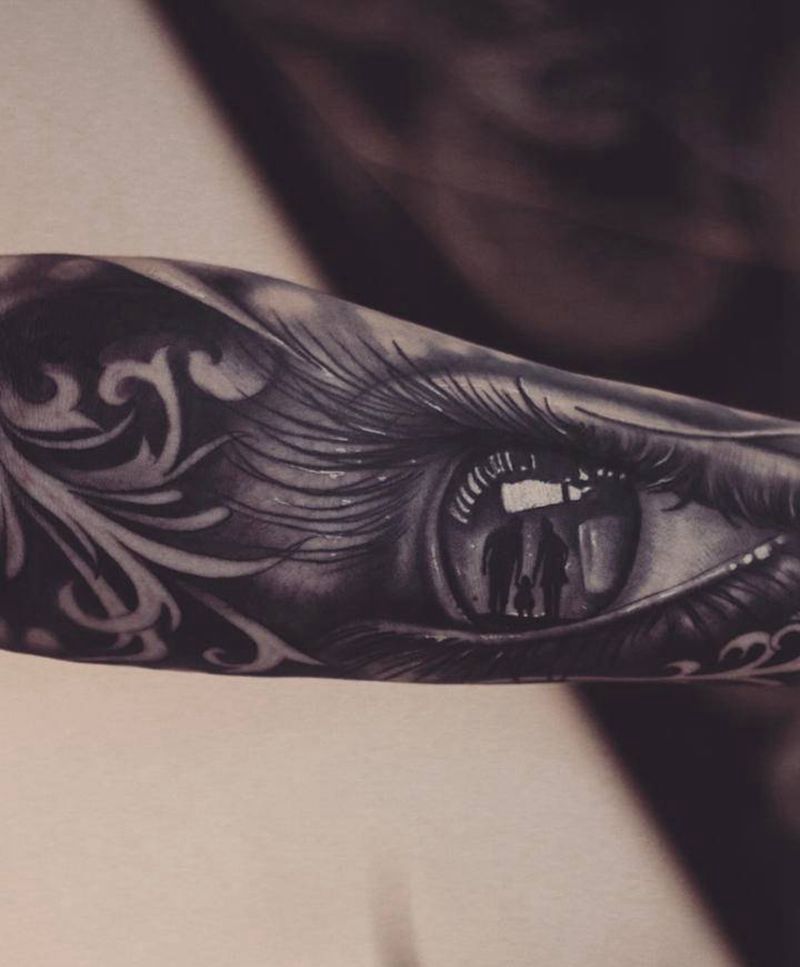 眼睛纹身图片_手臂欧美写实眼睛纹身纹身图案