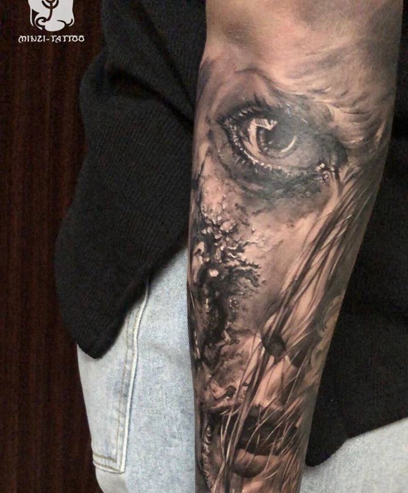 写实人物一枚纹身图片_手臂欧美写实纹身图案