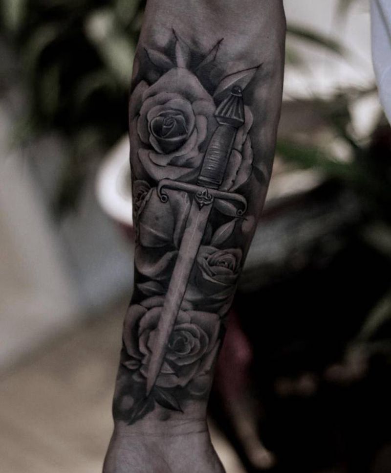 玫瑰纹身图片_手臂欧美写实玫瑰纹身赐墨纹身纹身图案