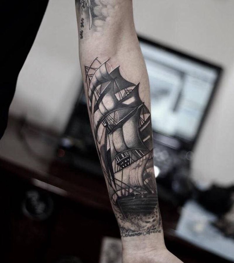 帆船纹身图片_赐墨纹身作品北京纹身成品纹身图案
