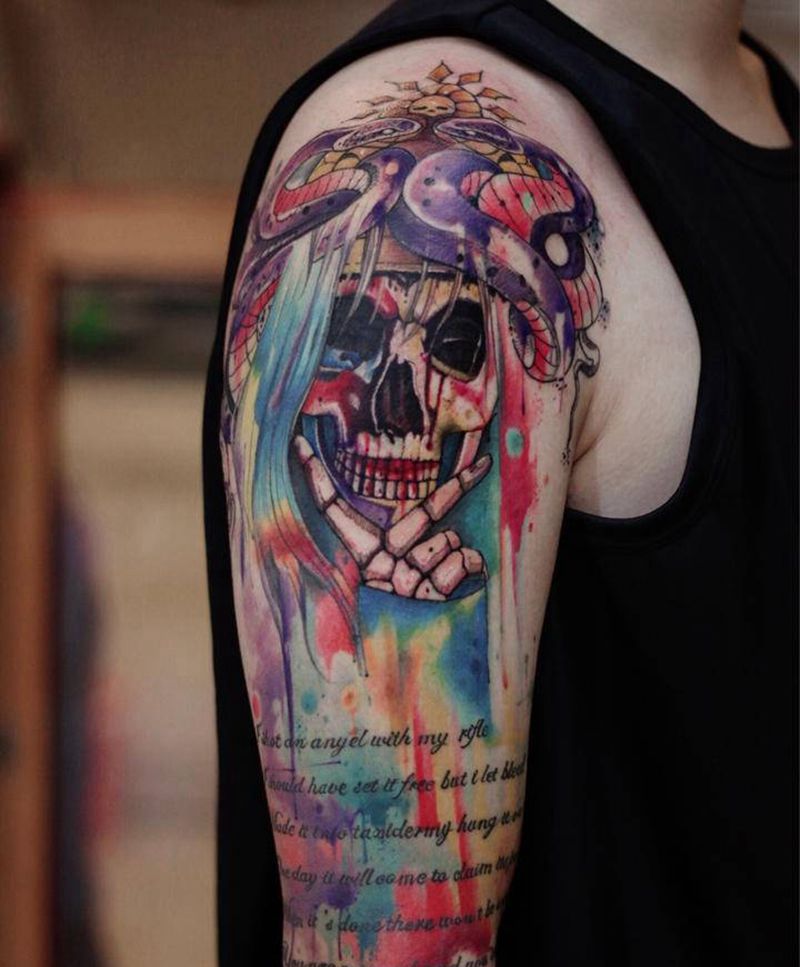 水彩纹身图片_水彩水墨纹身图案