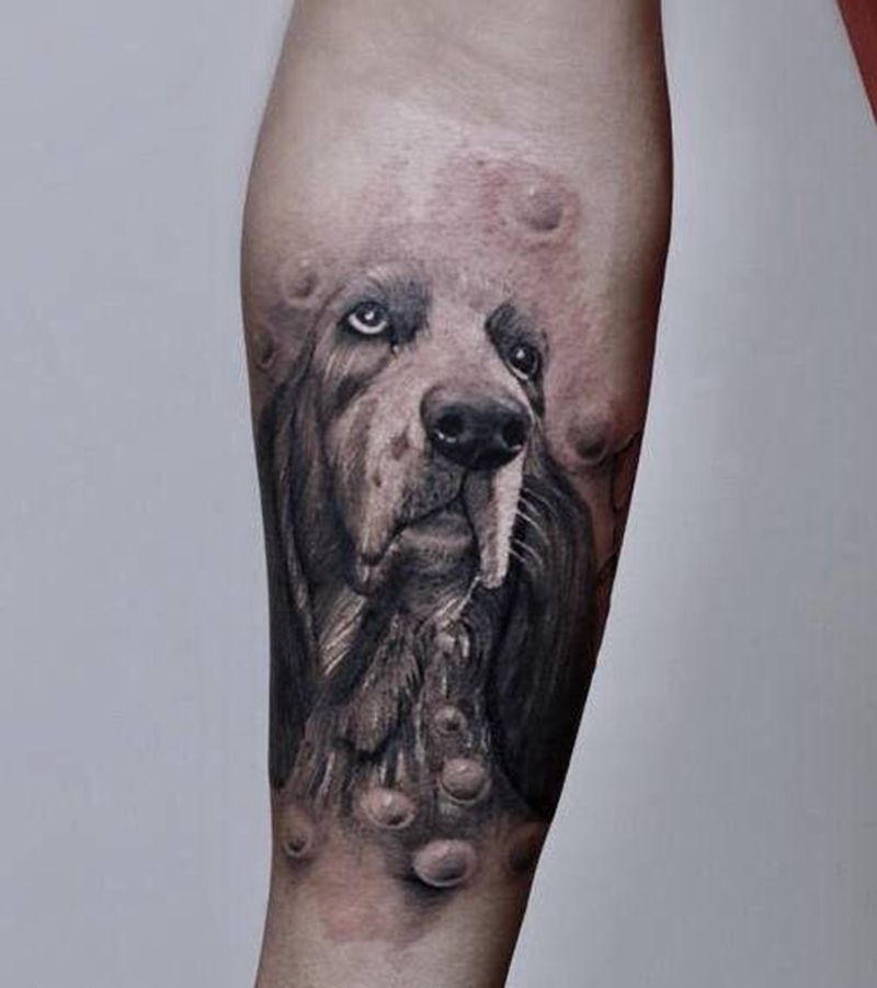 狗狗纹身图片_欧美写实纹身图案