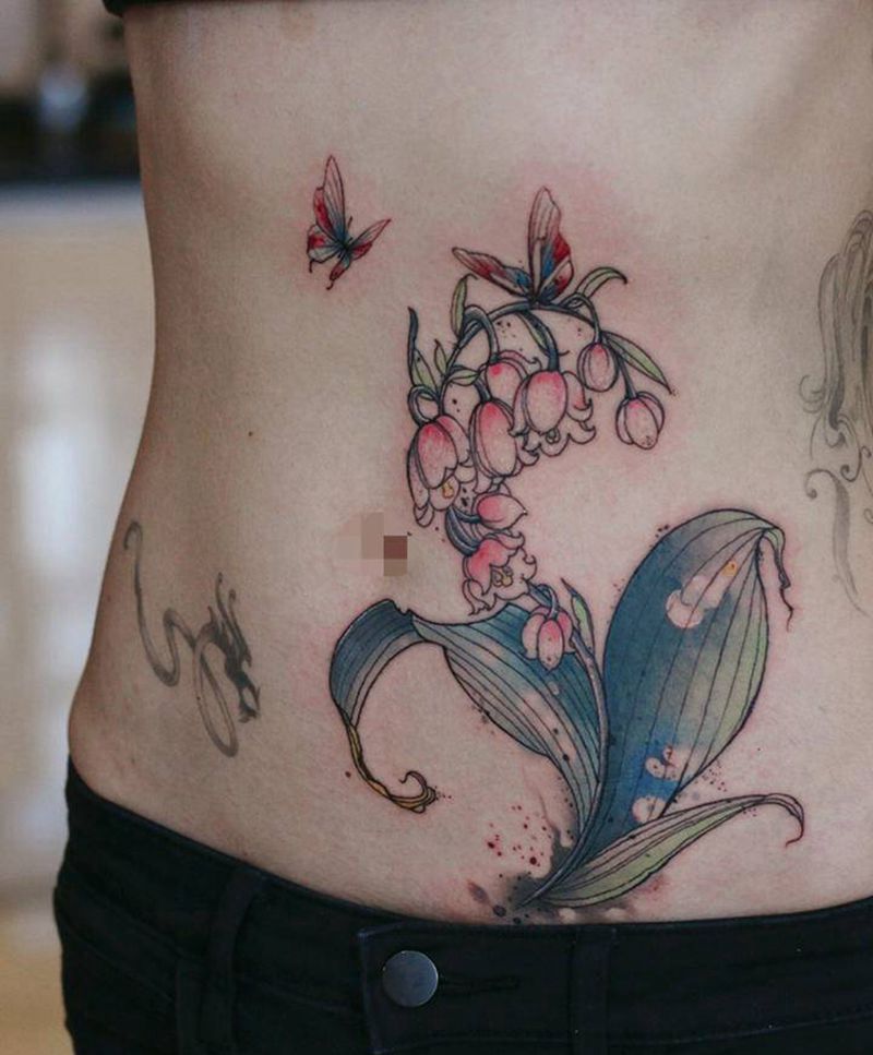 水彩白灵花纹身图片_水彩水墨纹身图案