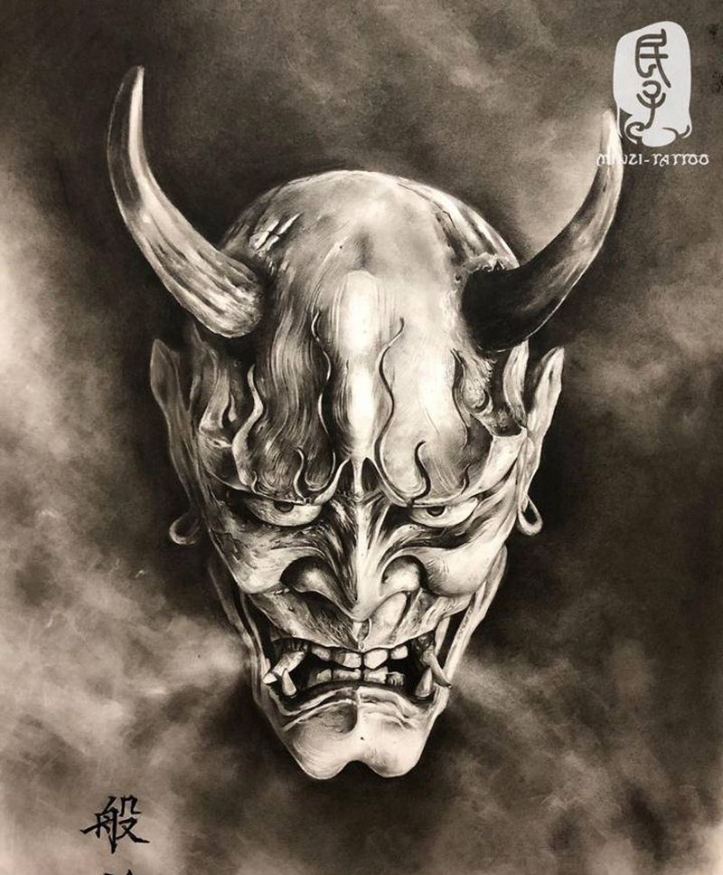 2开般若纹身图片_新传统纹身图案