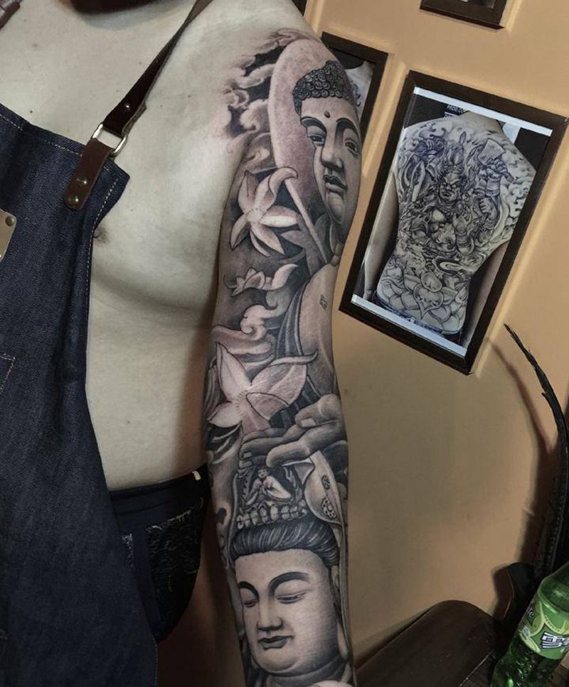 花臂佛纹身图片_北京纹身赐墨纹身纹身图案