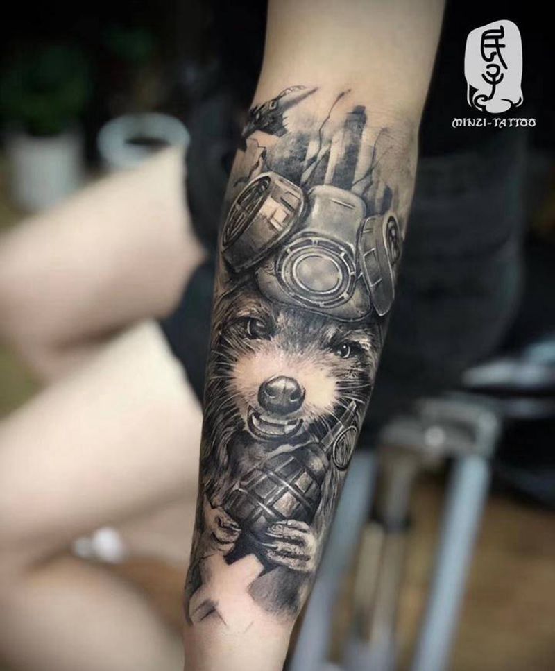 火箭纹身图片_手臂欧美写实纹身图案