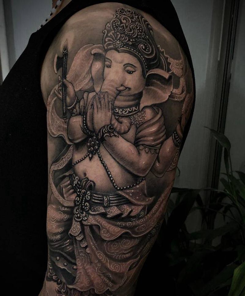 象神纹身图片_手臂新传统纹身图案