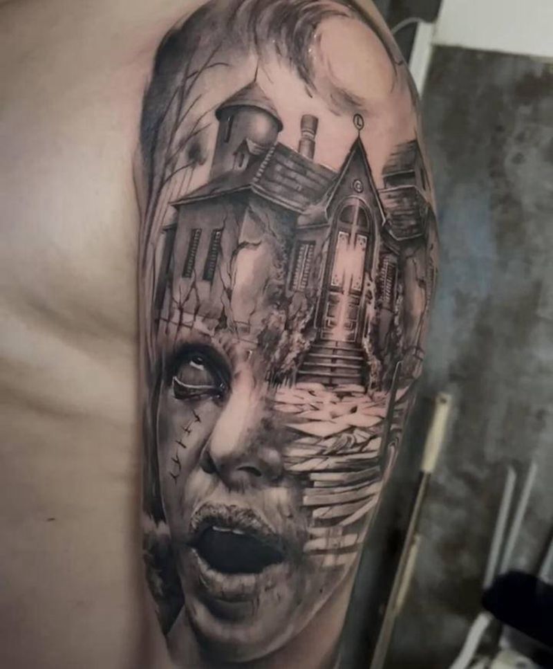 丧尸题材纹身图片_手臂欧美写实纹身图案