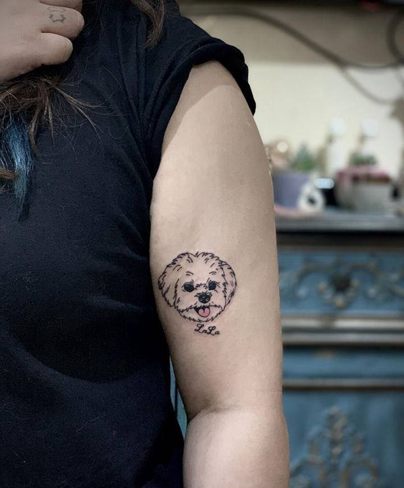 狗子纹身图片_手臂纹身图案