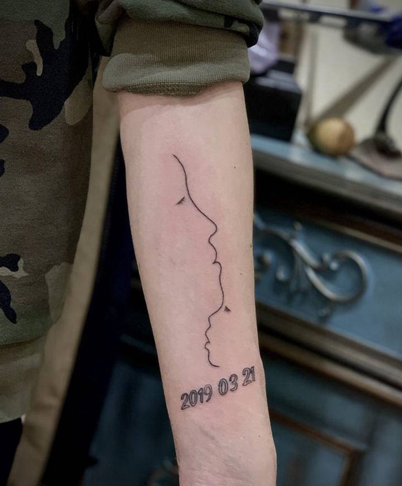 轮廓纹身图片_手臂几何纹身图案