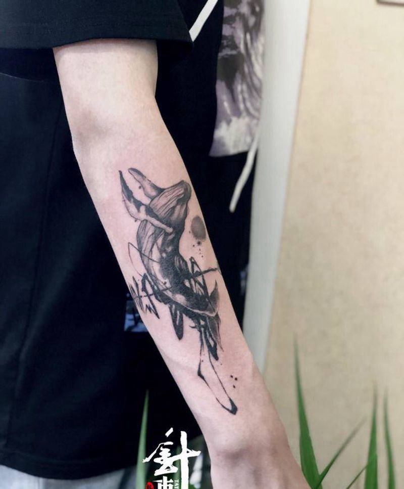 鲸鱼纹身图片_手臂纹身图案