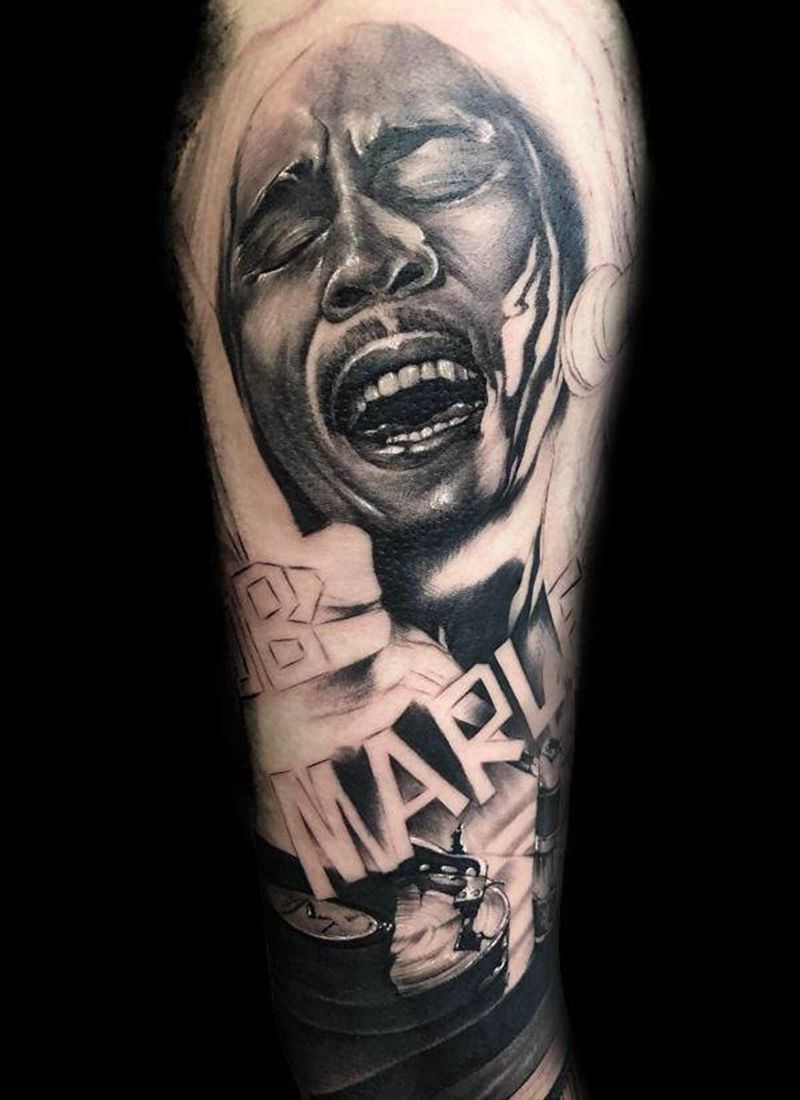 鲍勃纹身图片_手臂欧美写实纹身图案