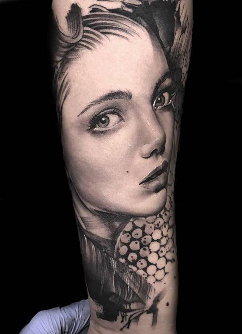 肖像纹身图片_手臂欧美写实纹身图案