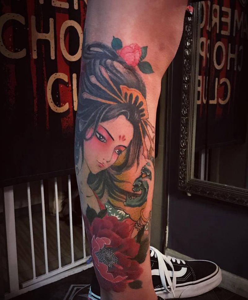 艺妓纹身纹身图片_新传统纹身图案