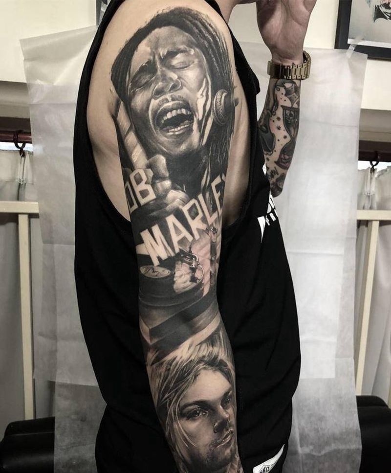 大花臂纹身图片_手臂欧美写实纹身图案