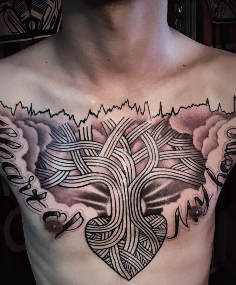 心电图纹身图片_几何纹身图案
