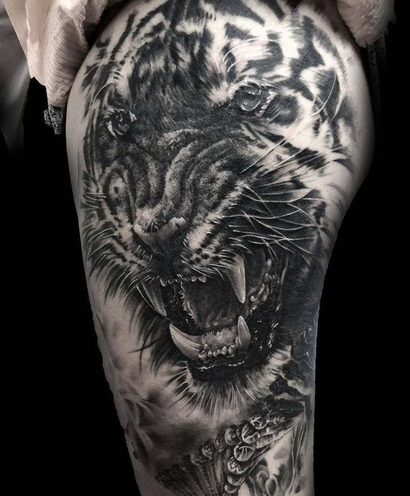 我想上热门纹身图片_腿部欧美写实纹身图案