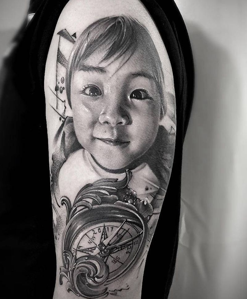宝宝。纹身图片_手臂欧美写实肖像纹身图案