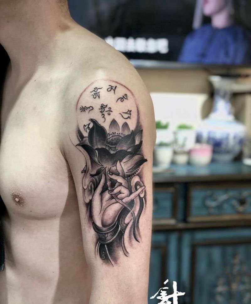 佛手纹身图片_手臂纹身图案