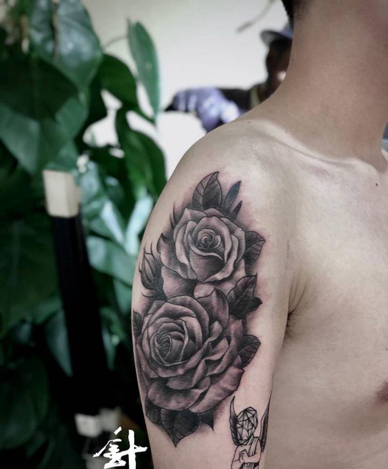 玫瑰纹身图片_手臂纹身图案