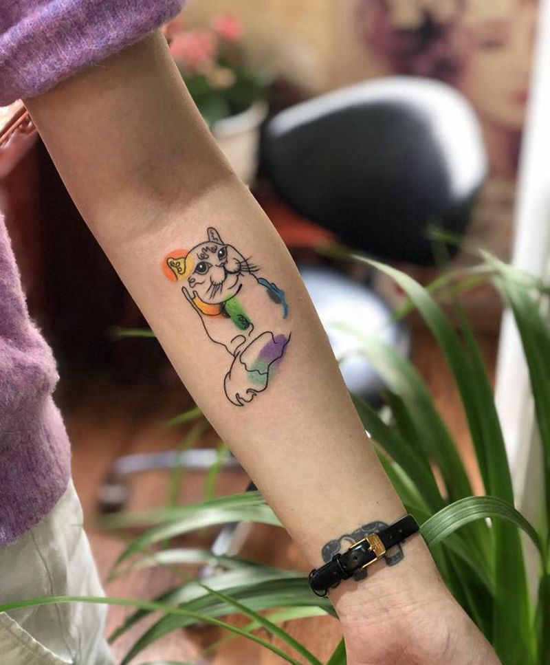 猫纹身图片_手臂纹身图案