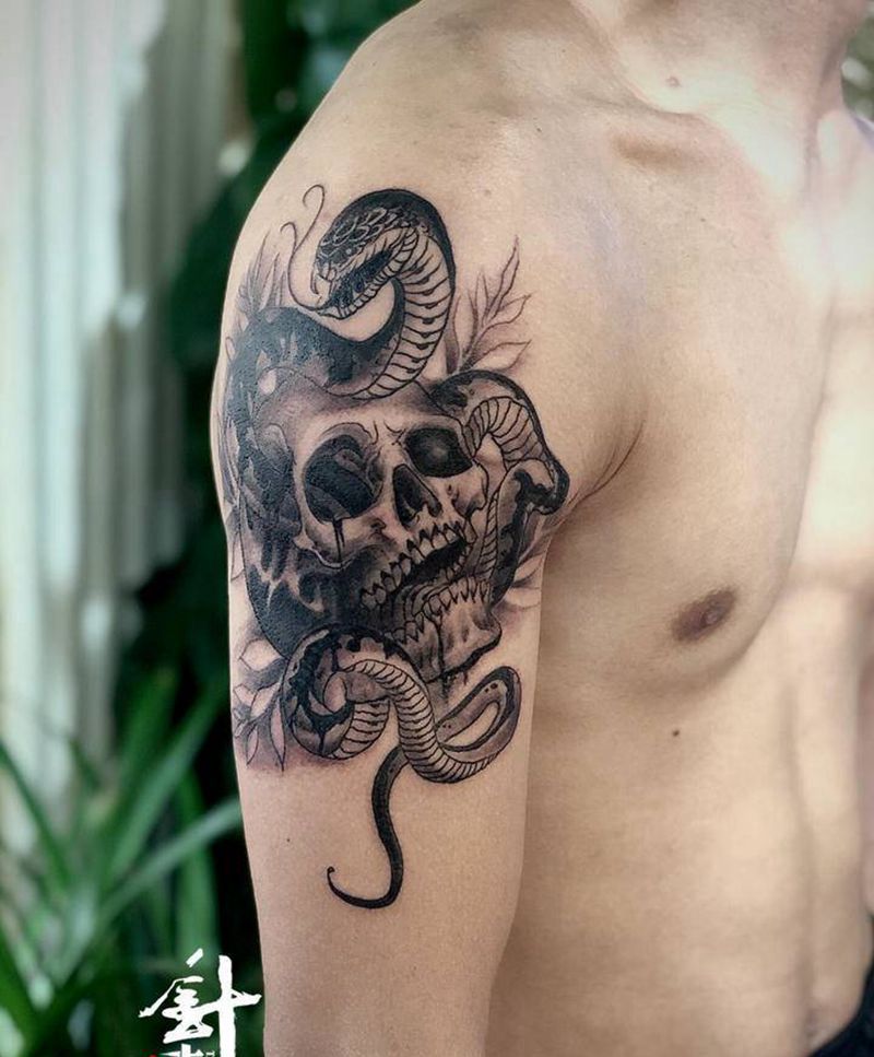 骷髅纹身图片_手臂纹身图案