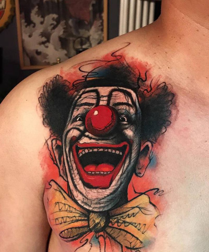 小丑纹身图片_欧美写实纹身图案