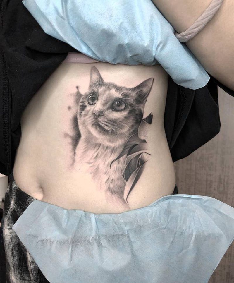 小猫咪纹身图片_欧美写实纹身图案