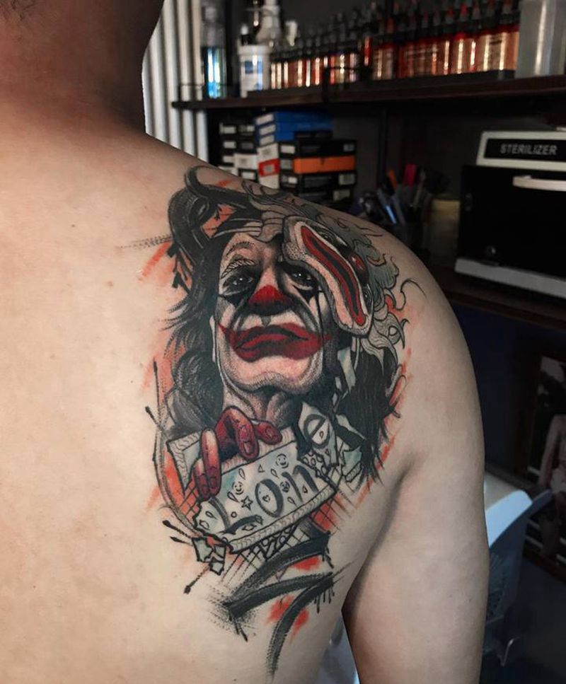 小丑纹身图片_欧美写实纹身图案